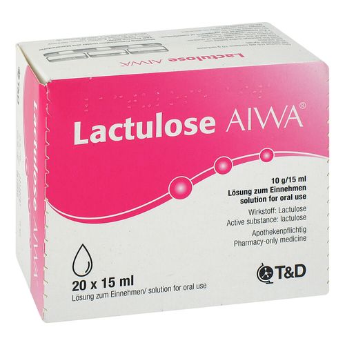 LACTULOSE AIWA 10 g/15 ml Lösung zum Einnehmen, 20x15 ml, T & D Pharma GmbH LACTULOSE AIWA 10 g/15 ml Lösung zum Einnehmen, 20x15 ml, T & D Pharma GmbH