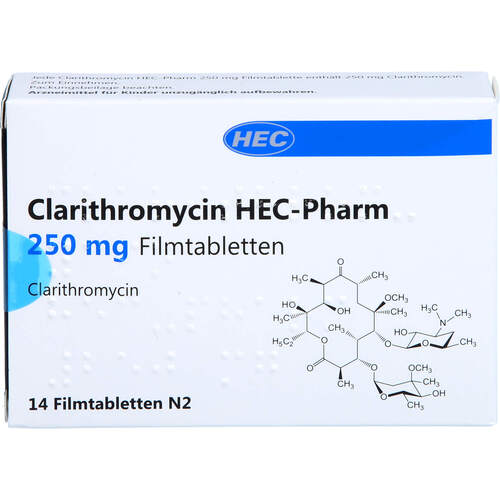 Clarithromycin HEC-Pharm 250 mg Filmtabletten, 14 Stk., Hec Pharm GmbH