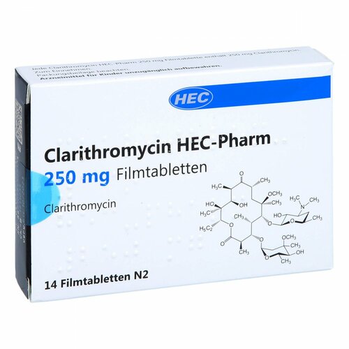 Clarithromycin HEC-Pharm 250 mg Filmtabletten, 14 Stk., Hec Pharm GmbH