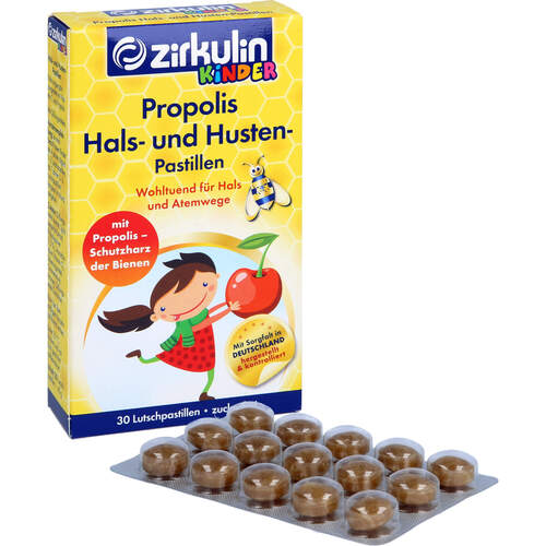 ZIRKULIN Propolis Hals- und Husten Pastillen Kids, 30 Stk., DISTRICON GmbH