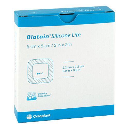BIATAIN Silicone Lite Schaumverband 5x5 cm, 5 Stk., B2b Medical GmbH