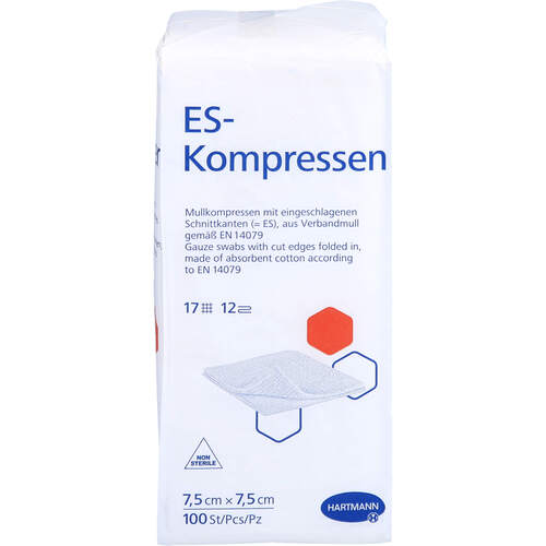 ES-KOMPRESSEN unsteril 7.5x7.5 cm 12fach, 100 Stk., + Prisoma GmbH
