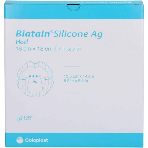 Biatain Silicone Ag Schaumverband Ferse 18x18cm, 5 Stk., Coloplast GmbH