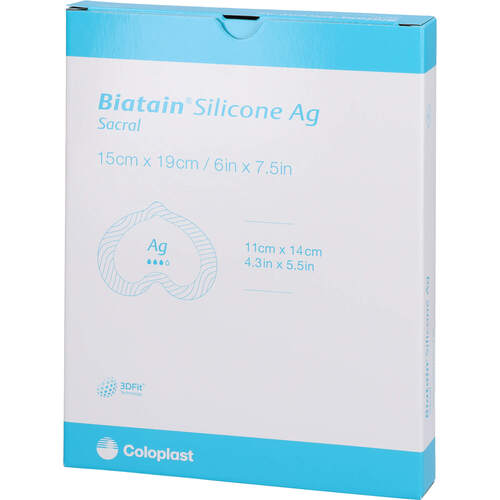 Biatain Silicone Ag Schaumverb Sakr klein 15x19cm, 5 Stk., Coloplast GmbH