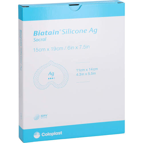 Biatain Silicone Ag Schaumverb Sakr klein 15x19cm, 5 Stk., Coloplast GmbH