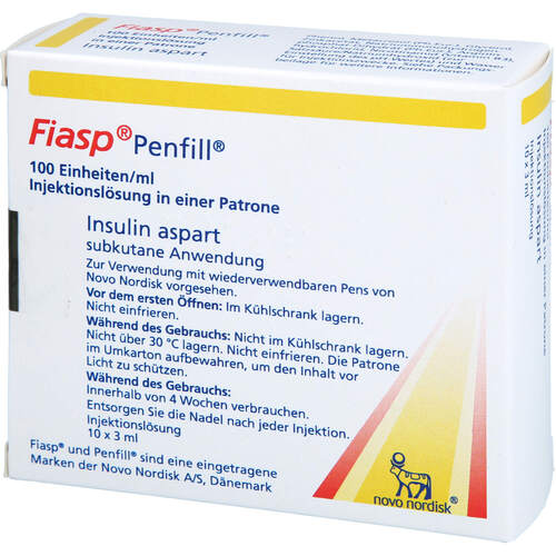 FIASP 100 Einheiten/ml Inj.-Lsg.i.e.Patrone, 10x3 ml, Emra-Med Arzneimittel GmbH