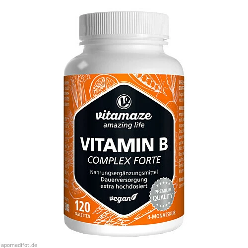 Vitamin B-Complex extra hochdosiert vegan, 120 Stk., Vitamaze GmbH