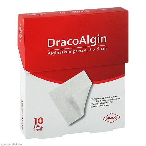 DracoAlgin Alginatkompresse 5x5 cm, 10 ST,  Dr. Ausbüttel & Co. GmbH 