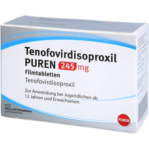 Tenofovirdisoproxil PUREN 245 mg Filmtabletten, 3X30 ST, PUREN Pharma GmbH & Co. KG