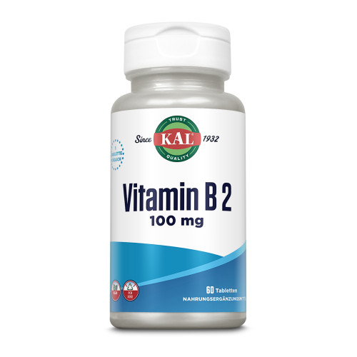 Vitamin B2 Riboflavin 100 mg KAL, 60 Stk., Supplementa GmbH