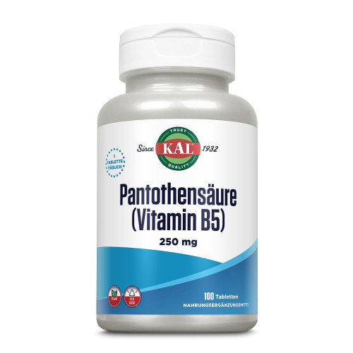 Pantothens&auml;ure (Vitamin B 5) 250 mg KAL, 100 Stk., Supplementa GmbH