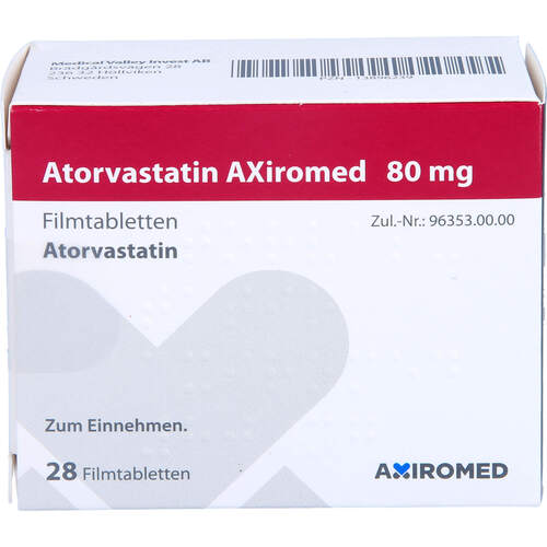 Atorvastatin AXiromed 80 mg Filmtabletten, 28 Stk., Medical Valley Invest AB