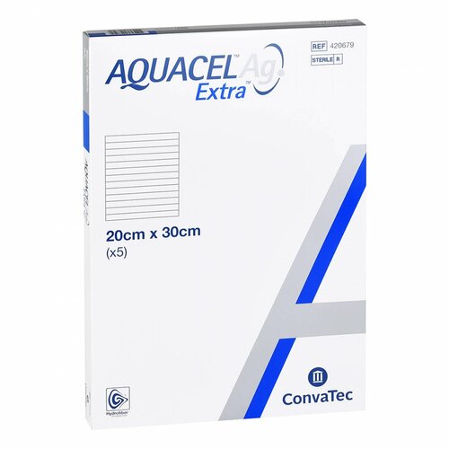 AQUACEL Ag Extra 20x30 cm Kompressen, 5 Stk., B2b Medical GmbH