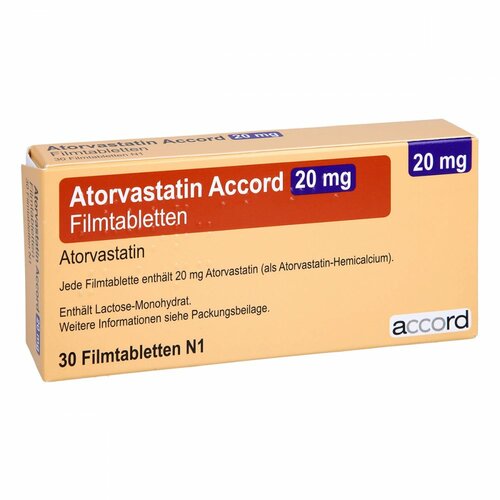 Atorvastatin Accord 20 mg Filmtabletten, 30 Stk., Accord Healthcare GmbH