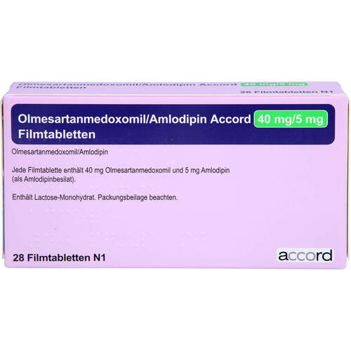 Olmesartanmedoxomil/Amlodipin Accord 40mg/5mg FTA, 28 Stk., Accord Healthcare GmbH