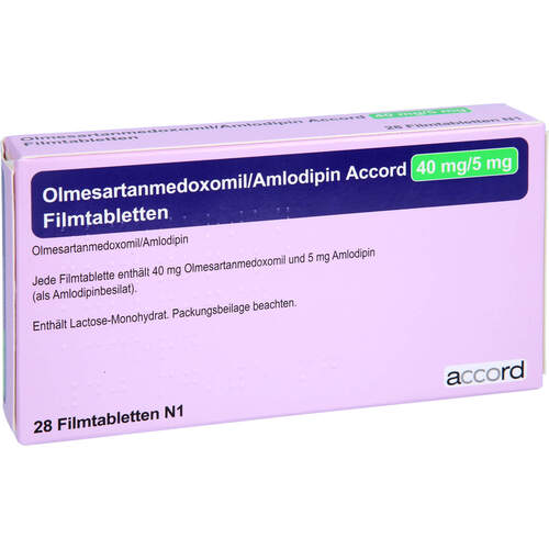 Olmesartanmedoxomil/Amlodipin Accord 40mg/5mg FTA, 28 Stk., Accord Healthcare GmbH
