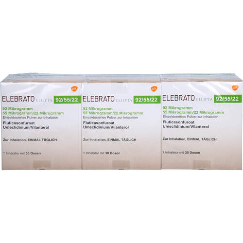 Elebrato Ellipta 92ug/55ug/22ug ed.Pul.z.Inh. 30ED, 3 Stk., Berlin-Chemie AG