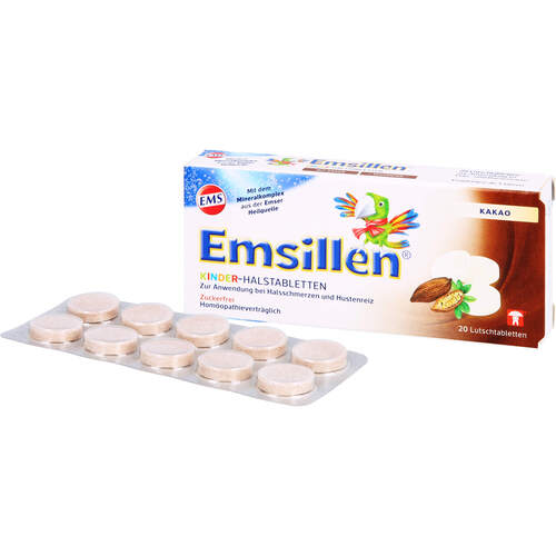 EMSILLEN Kinder-Halstabletten Kakao, 20 Stk., Sidroga Gesellschaft f&uuml;r Gesundheitsprod