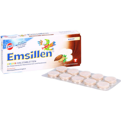 EMSILLEN Kinder-Halstabletten Kakao, 20 Stk., Sidroga Gesellschaft f&uuml;r Gesundheitsprod