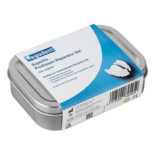 Prothesen Reparatur Set Dr. Denti Superfix, 1 Stk., Megadent Deflogrip Gerhard Reeg GmbH Prothesen Reparatur Set Dr. Denti Superfix, 1 Stk., Megadent Deflogrip Gerhard Reeg GmbH