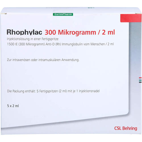 Rhophylac 300 ug/2 ml Injektionslsg. in Fertigspr., 5X2 ML, Eurimpharm Arzneimittel GmbH