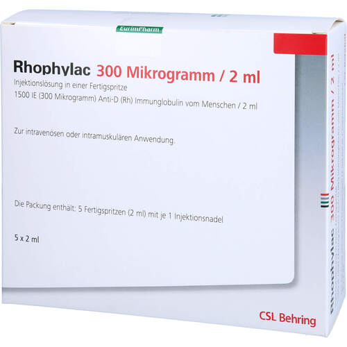 Rhophylac 300 ug/2 ml Injektionslsg. in Fertigspr., 5X2 ML, Eurimpharm Arzneimittel GmbH