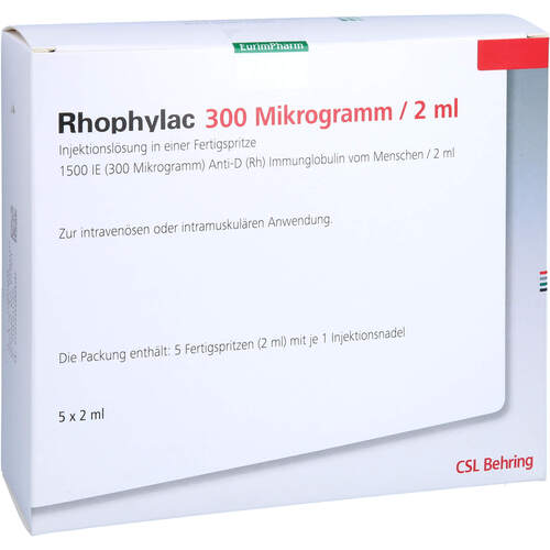 Rhophylac 300 ug/2 ml Injektionslsg. in Fertigspr., 5X2 ML, Eurimpharm Arzneimittel GmbH