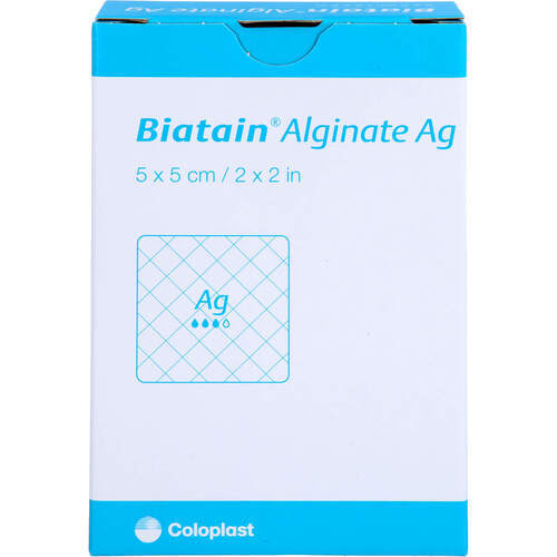 BIATAIN Alginate Ag Kompressen 5x5 cm mit Silber, 10 Stk., MFG Handel GmbH