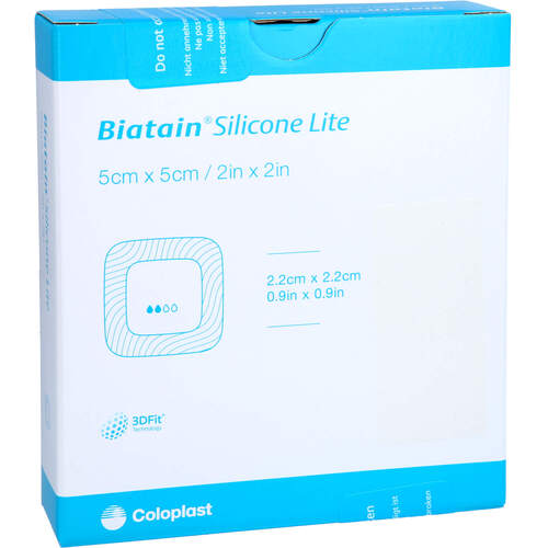 BIATAIN Silicone Lite Schaumverband 5x5 cm, 5 Stk., MFG Handel GmbH