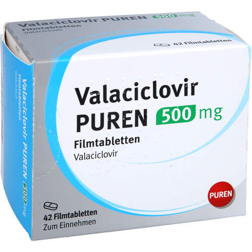Valaciclovir PUREN 500 mg Filmtabletten, 42 Stk., PUREN Pharma GmbH & Co. KG