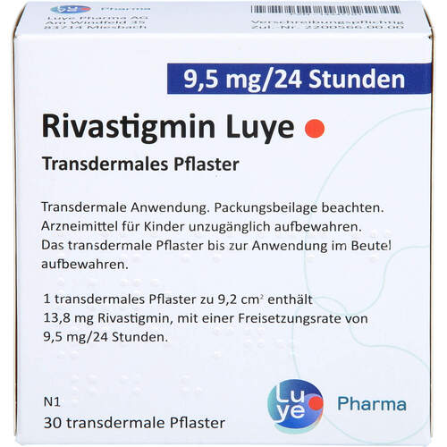 Rivastigmin Luye 9.5mg/24 Std. Transdermales Pfl., 30 ST, Luye Pharma AG