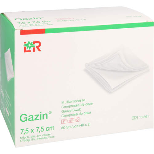 GAZIN Mullkomp.7.5x7.5 cm steril 12fach, 40X2 ST, 1001 Artikel Medical GmbH