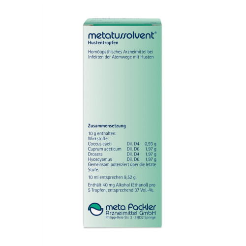 metatussolvent Hustentropfen, 100 ml, Meta Fackler Arzneimittel GmbH