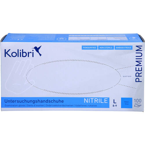 Kolibri Premium UH blau puderfrei Nitril L, 100 Stk., Igefa Handelsgesellschaft Mbh&Co. KG