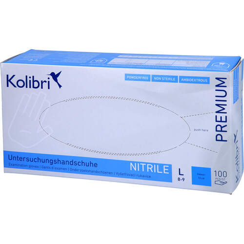 Kolibri Premium UH blau puderfrei Nitril L, 100 Stk., Igefa Handelsgesellschaft Mbh&Co. KG