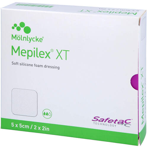 MEPILEX XT 5x5 cm Schaumverband, 5 ST, C P C medical GmbH & Co. KG