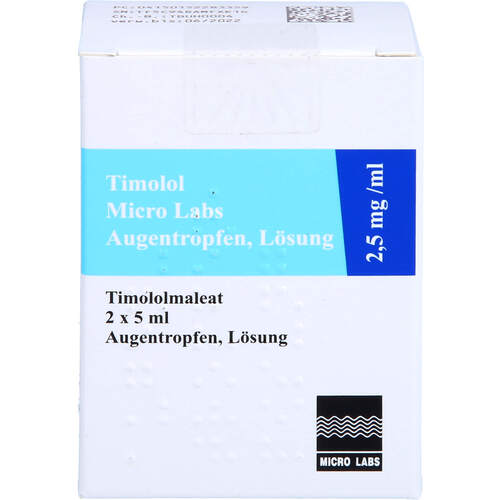 Timolol Micro Labs 2.5 mg/ml Augentropfen Lösung, 2x5 ml, Micro Labs GmbH