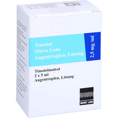 Timolol Micro Labs 2.5 mg/ml Augentropfen Lösung, 2x5 ml, Micro Labs GmbH