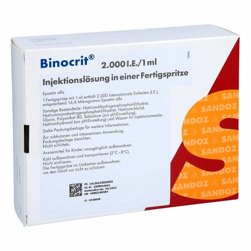 Binocrit 2.000 I.E./1 ml Inj.-Lsg.i.e.Fertigspr., 6x1 ml, Emra-Med Arzneimittel GmbH