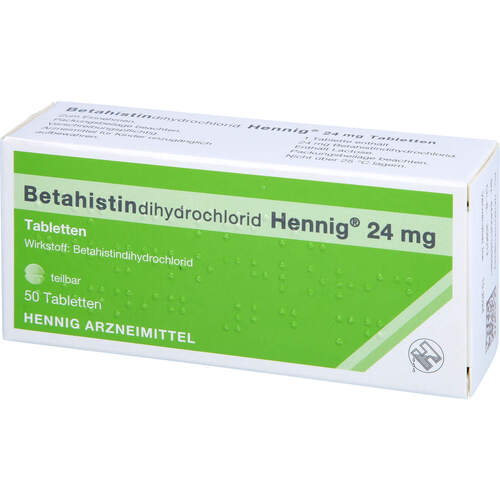 Betahistindihydrochlorid Hennig 24 mg Tabletten, 50 ST, Hennig Arzneimittel GmbH & Co. KG