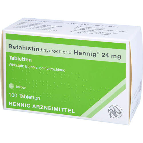 Betahistindihydrochlorid Hennig 24 mg Tabletten, 100 ST, Hennig Arzneimittel GmbH & Co. KG