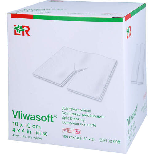 VLIWASOFT Schlitzkompressen 10x10 cm steril 4lagig, 50x2 Stk., 1001 Artikel Medical GmbH