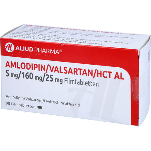 Amlodipin/Valsartan/HCT AL 5/160/25 mg FTA, 98 Stk., Aliud Pharma GmbH