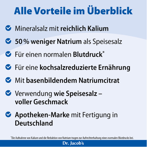 Dr. Jacob's Blutdruck-Salz mit Kalium Salzersatz, 250 g, Dr. Jacob's Medical GmbH