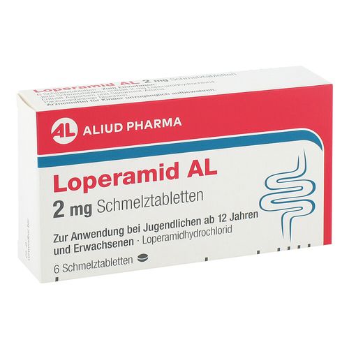 Loperamid AL 2 mg Schmelztabletten, 6 Stk., Aliud Pharma GmbH Loperamid AL 2 mg Schmelztabletten, 6 Stk., Aliud Pharma GmbH