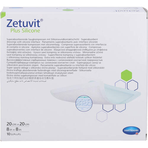 ZETUVIT Plus Silicone steril 20x20 cm, 10 ST, Tora Pharma GmbH