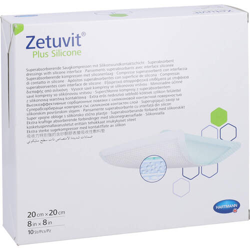 ZETUVIT Plus Silicone steril 20x20 cm, 10 ST, Tora Pharma GmbH