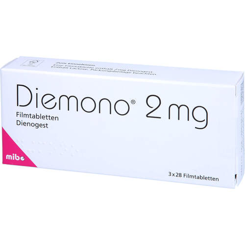 Diemono 2 mg Filmtabletten, 3x28 Stk., Mibe GmbH Arzneimittel Diemono 2 mg Filmtabletten, 3x28 Stk., Mibe GmbH Arzneimittel