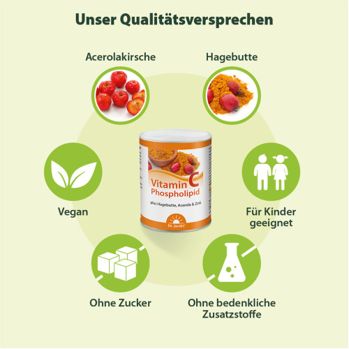 Dr. Jacob's Vitamin-C-Phospholipid Pulver Hagebutte Acerola, 150 g, Dr. Jacob's Medical GmbH