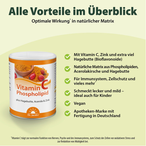 Dr. Jacob's Vitamin-C-Phospholipid Pulver Hagebutte Acerola, 150 g, Dr. Jacob's Medical GmbH